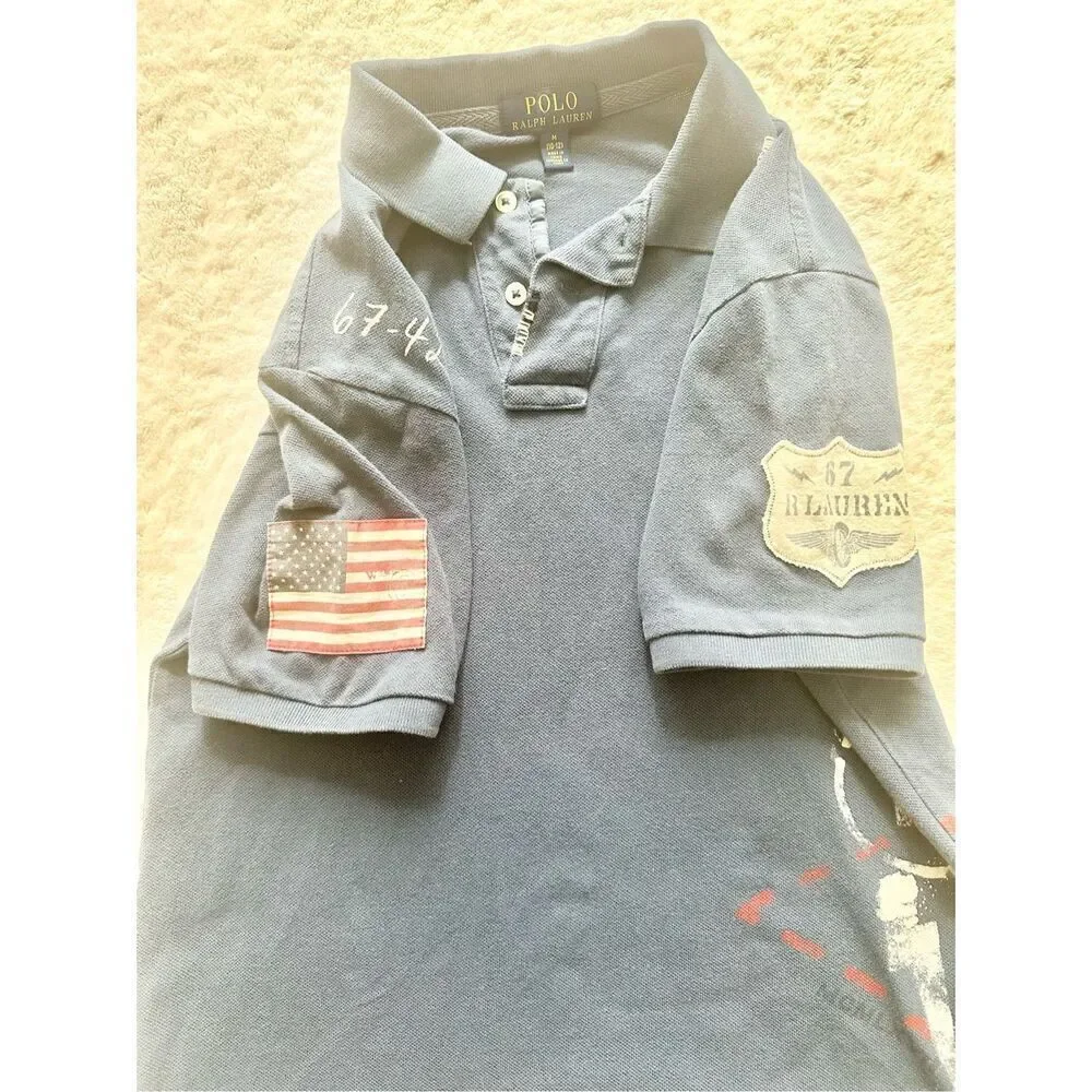 Navy blue Ralph Lauren boys polo T-shirt - Size M (10-12)